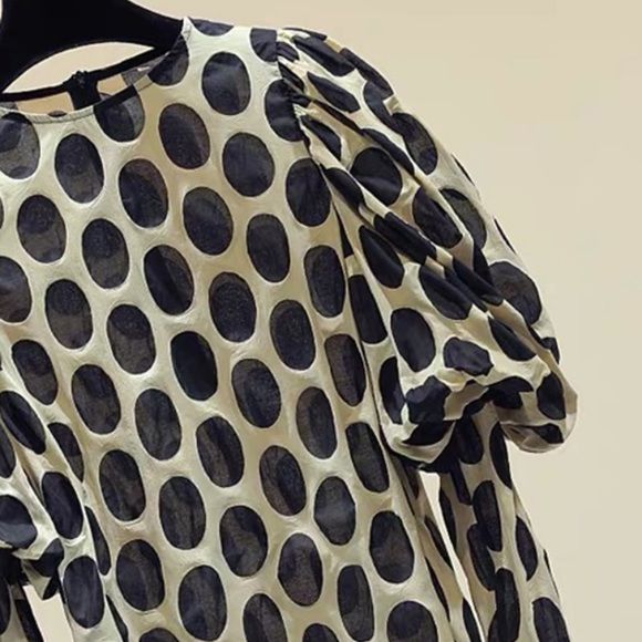 1 Left! Black n Cream Polka Dots Top wUpper Puff - Picture 5 of 5